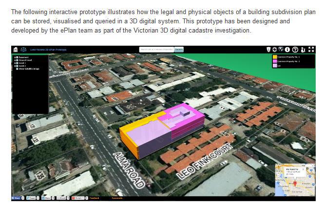 Prototyp för eplan Victoria, Australien. (https://www.spear.land.vic.gov.au/spear/pages/eplan/3d-digital-cadastre/landvictoria-3d-eplan-prototype.