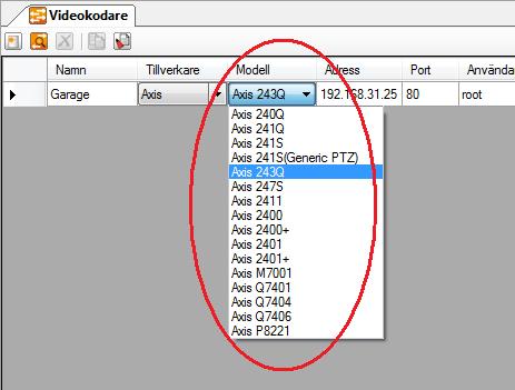 Port är den TCP/IP-port som videokodaren lyssnar på efter inkommande begäran om video. Användarnamn är användarnamnet som ska användas om videokodaren kräver inloggning.