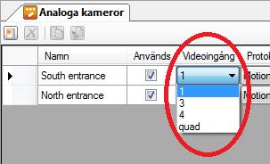 Admin Konfiguration för Ethiris Ethiris Admin Figur 2.167 Listan med videoingångar. Protokoll bestämmer vilket videokomprimeringsformat som ska användas.