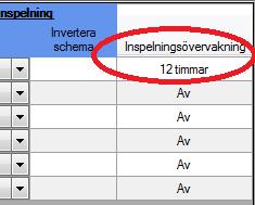 Admin Konfiguration för Ethiris Ethiris Admin Figur 2.182 Inspelningsövervakning inställd på 12 timmar. Inspelningsövervakning är normalt sett inte aktiverad utan står i läget Av.