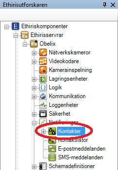 Admin Konfiguration för Ethiris Ethiris Admin Figur 2.310 Noden Kontakter i s trädvy. Kontakter popupmeny Högerklick på denna nod öppnar en meny. Figur 2.311 Popupmenyn för noden Kontakter.