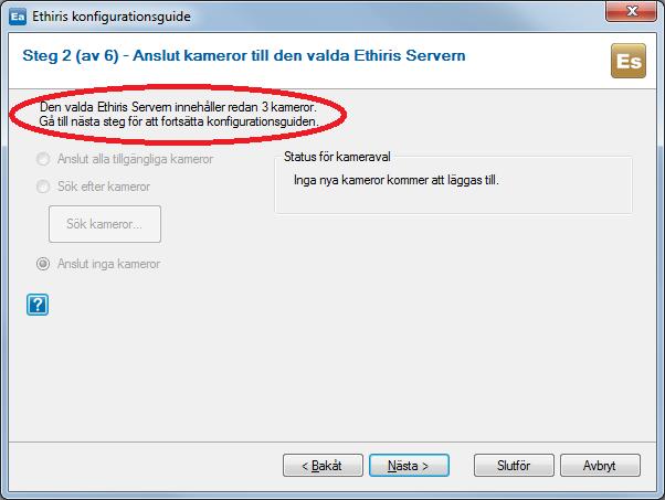 Admin Konfiguration för Ethiris Ethiris Admin Admin fönster När du kommer in i steg 2 startar normalt sett en automatisk sökning efter