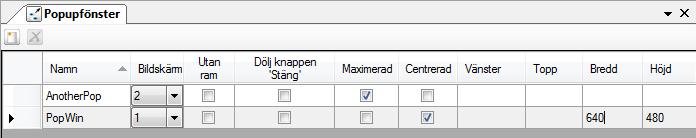 Ethiris Admin Admin Konfiguration för Ethiris Popupfönster popupmeny Det finns ingen popupmeny för denna nod. Popupfönster panel Dubbelklick på noden Popupfönster i trädvyn öppnar tillhörande panel.