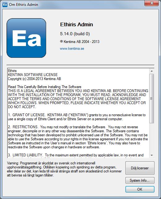 Admin Konfiguration för Ethiris Ethiris Admin Huvudmeny Figur 2.