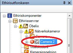 Om du har öppnat panelen Nätverkskameror skulle den nya kameran synas där också. Figur 2.94 En ny kamera har lagts till konfigurationen.
