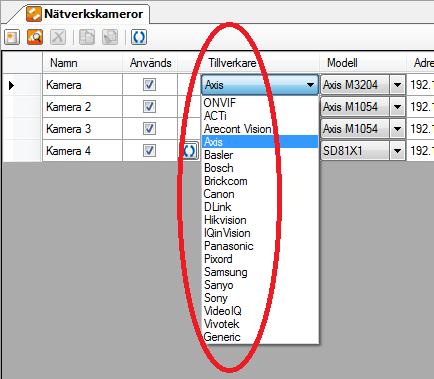 Admin Konfiguration för Ethiris Ethiris Admin Namn är kamerans namn. Detta namn måste vara unikt inom konfigurationen.
