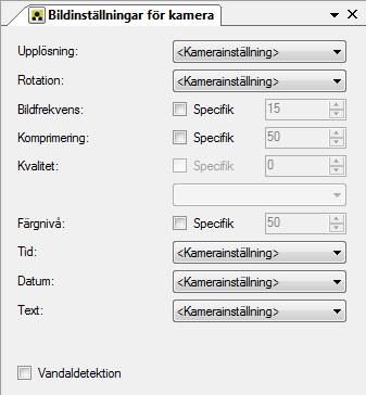 Ethiris Admin Admin Konfiguration för Ethiris Figur 2.109 Panelen för bildinställningar för en nätverkskamera.