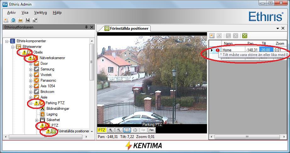 Ethiris Admin Admin Konfiguration för Ethiris Pan är panoreringsvärdet som är lagrat för denna position.
