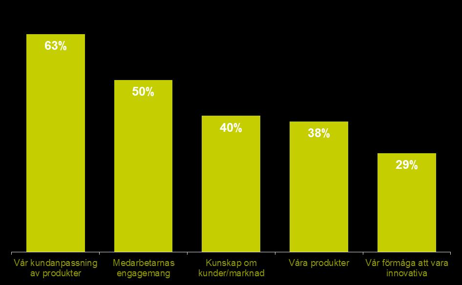 KUNDANPASSADE PRODUKTER ANSES VARA DEN VIKTIGASTE FRAMGÅNGSFAKTORN De viktigaste förklaringarna till framgång