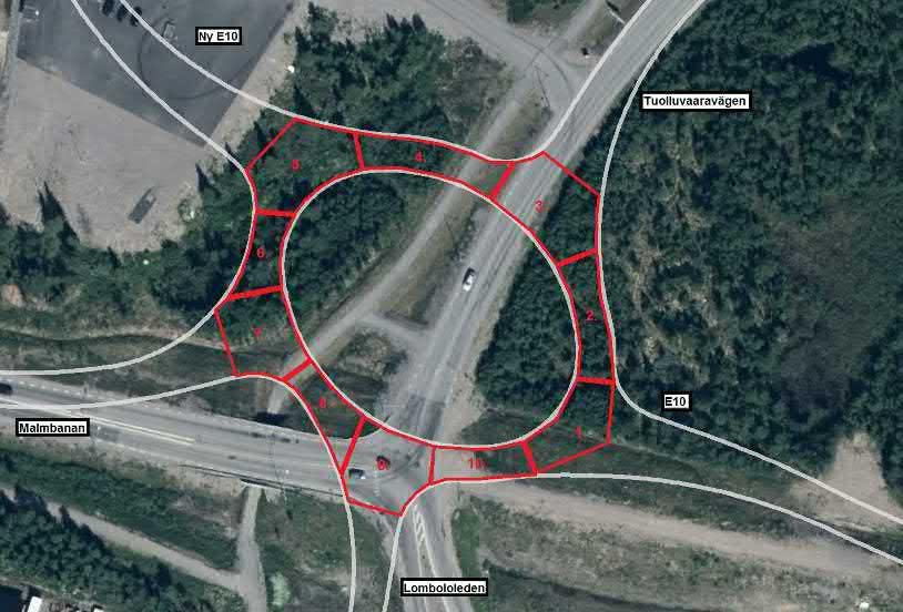 Figur 4. Vägavsnitt rondell vägplan Vägavsnitt Vägplan (2040) ÅDT TT Hastighet Vägbredd 1. 2770 859 50 9 m 2. 7411 2297 50 9 m 3. 6848 2123 50 9 m 4.