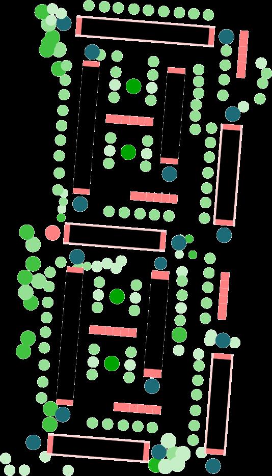 FÖRTÄTNINGSEXEMPEL SKIVHUS INPASSADE MELLAN DEN BEFINTLIGA BEBYGGELSEN (2 VÅN) = 60 NYA