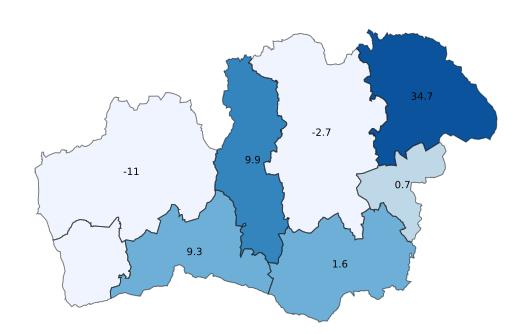 Gästnätter i Kronobergs län, jan-maj 2018 260 394 gästnätter (+1,4 %, +3 531 st) (Utveckling