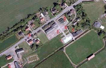 Föreslagen förändring Den övre bilden visar ett flygfoto över nya planområdet med omnejd och den undre bilden visar idag gällande plan för samma område.