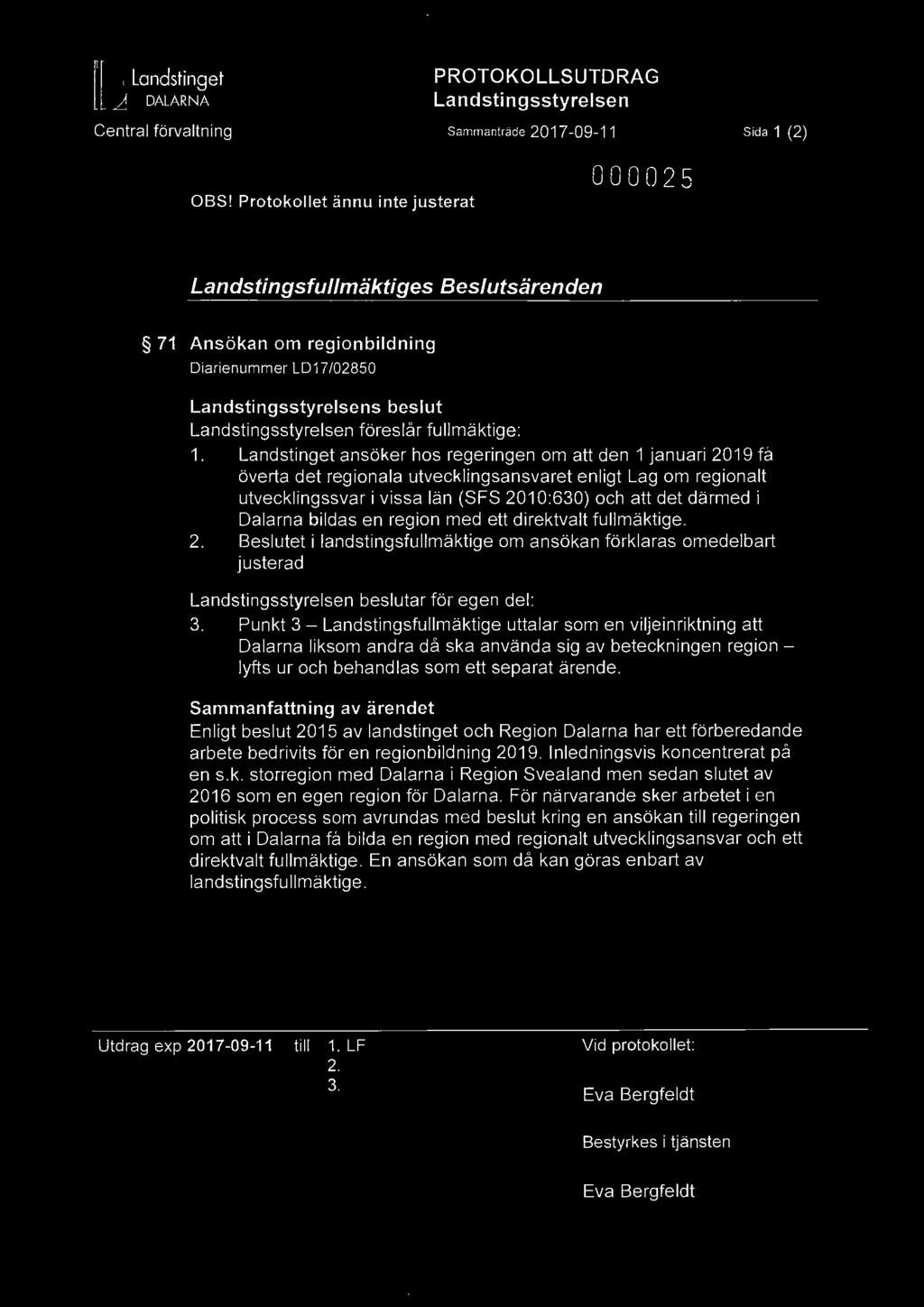 fullmäktige: 1.