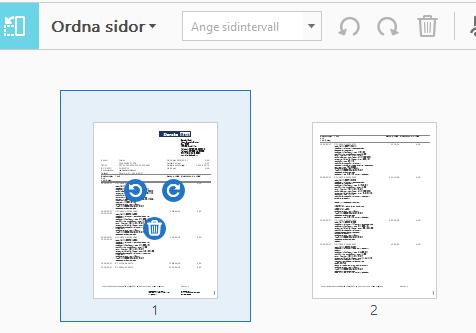 3.3 Ordna sidor I verktyget ordna sidor kan du dela sidor, infoga nya sidor samt flytta om och ta bort sidor i dokumentet. När du klickar på verktyget Ordna Sidor kommer nedan bild fram.