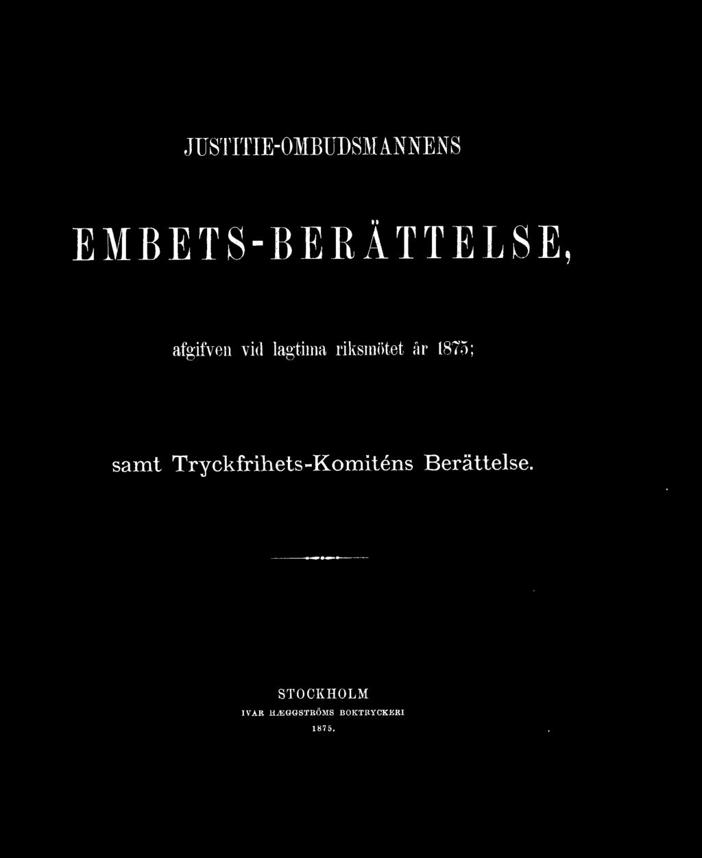 riksmötet år 1875; samt
