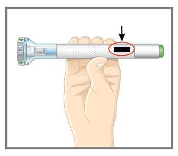 1c Utgångsdatum Kontrollera den förfyllda injektionspennan. Läs på etiketten. Kontrollera att du ser namnet på etiketten. Läkemedlet i pennan ska vara genomskinligt.