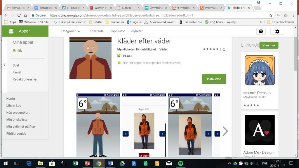 Kläder efter väder - App från Mfd 2017-10-27