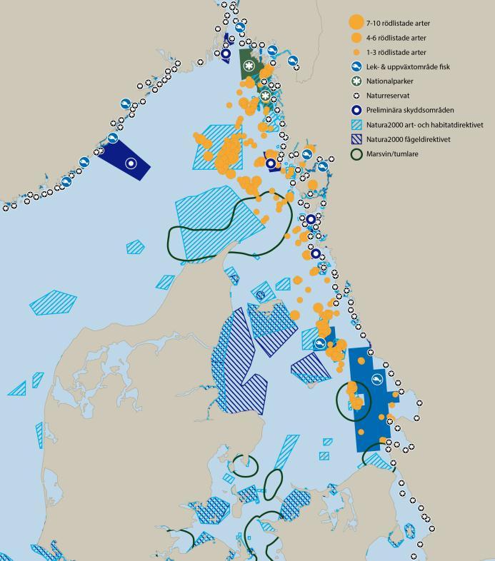 Några utpekade skyddsvärda områden i Kattegatt-Skagerrak Detta för att diskutera med företrädare för de olika verksamheterna hur man ska hantera områden där olika intressen hamnar i konflikt med