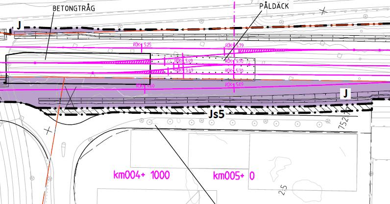 Almedalsvägen Almedalsvägen Garage IN ÅF-huset Garage UT Figur 8: Del av Trafikverkets ritning JPSH2-01-112-00_016. Illustration av servitutsrätt.