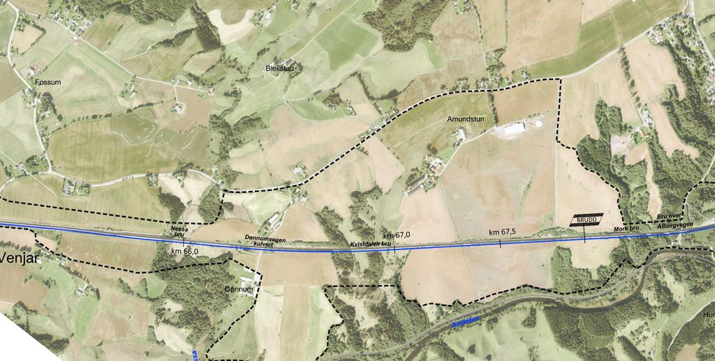 Projektexempel Venjar Eidsvoll norr om Oslo, Norge 4 kilometer nytt spår parallellt med befintliga