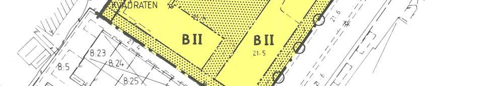 Detaljplan I gällande detaljplan för planområdet, Detaljplan Kvadraten 1 antagen 1990-05-02, är delar av planområdet avsett