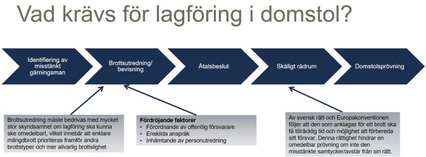 Jourdomstolar Ds 2018:9 handläggare, tre nämndemän och en eller flera ordningsvakter som även bemannar eventuella säkerhetskontroller.