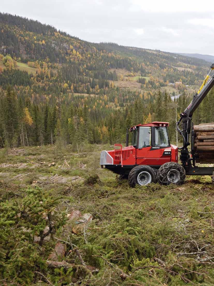 860.4 Komatsu 860.4 är den nya versionen av en av marknadens mest flexibla och produktiva skotare. Det betyder att du får ännu mer gjort i såväl gallring som slutavverkning.