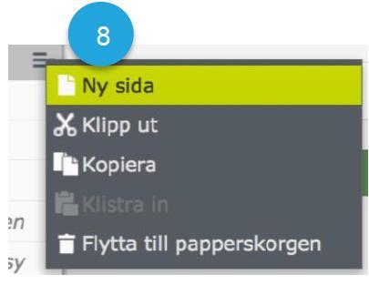 De vanligaste mallarna/sidtyperna visas som standard under gruppen Föreslagna sidtyper, mallen/sidtypen som man oftast