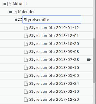 Efter det skapas sidan. Då kan ni fylla i alla egenskaper denna kalendersida skall ha.