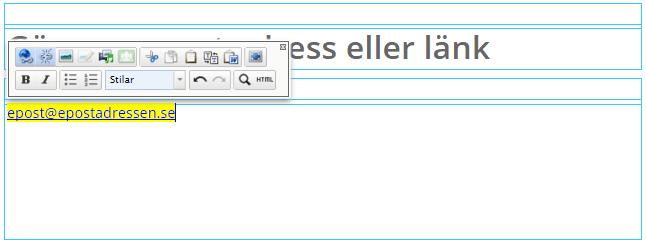 Du klickar sedan på infoga/redigera länk och klickar på E-postadress och klistrar in din epost adress
