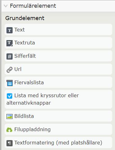 Formulär hantering på sidorna Man kan skapa olika typer av formulär på vilken sida som helst.