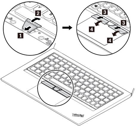 5. Ta upp de nya TrackPoint-knapparna från förpackningen med det nya tangentbordet.