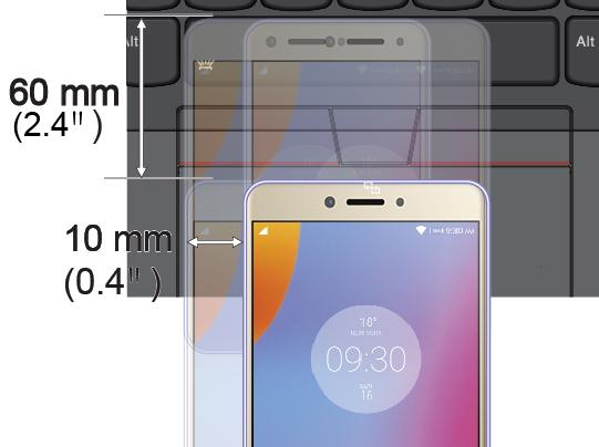 Med NFC-funktionen kan du upprätta radiokommunikationen mellan din dator och en annan NFC-kompatibel enhet över ett avstånd på upp till ett par centimeter.