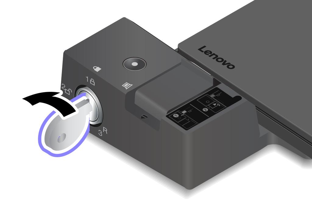 Anm: ThinkPad Basic Docking Station levereras inte med ett förinstallerat systemlås.
