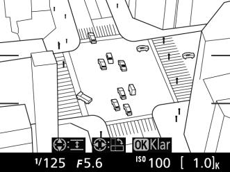 displayen under autofokus). För att temporärt ta bort miniatyreffektalternativen från displayen och förstora vyn i monitorn för exakt fokusering, tryck på X.