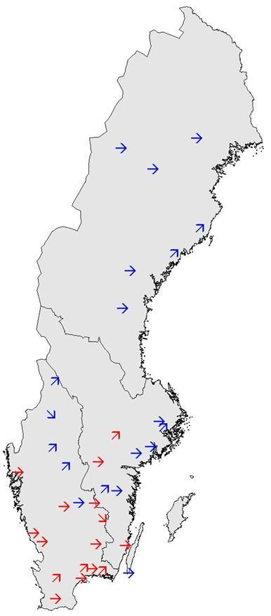 ANC (syraneutraliserande förmåga) i markvattnet under rotzonen (50 cm djup) Medianvärdet under de senaste tre åren (2015-2017). Nivåer och trender för ANC.
