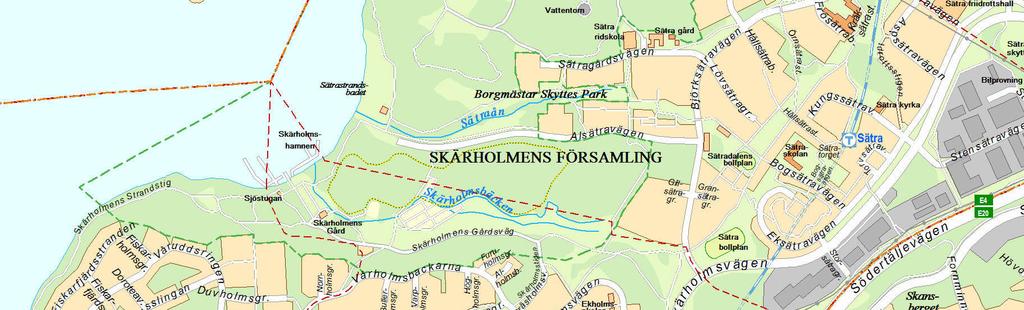 Omgivande bebyggelse och idrottsanläggningar Omkringliggande bebyggelse är från 1960-talet när Skärholmen och Vårberg byggdes ut.