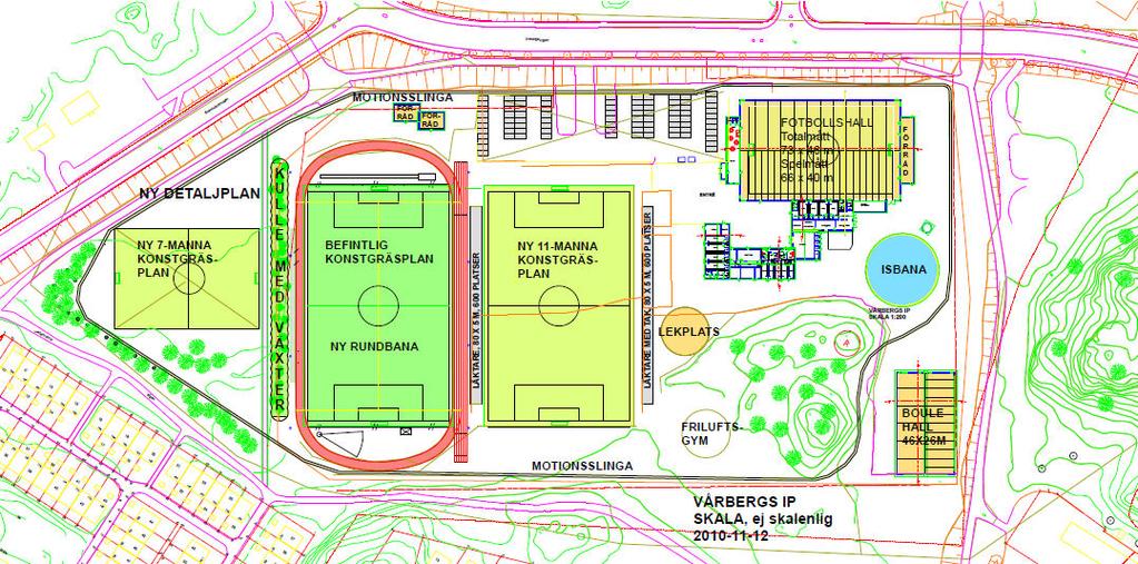 SID 8 (10) Förslag - Situationsplan. Idrottsförvaltningen. Parkering och angöring Precis som idag kommer huvudentrén att nås från Vårbergsvägen.