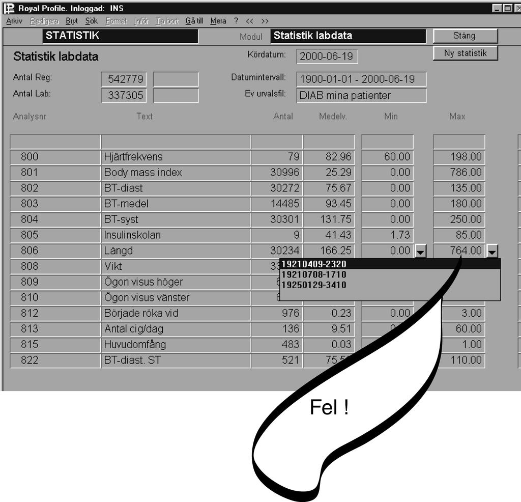 Med dessa uppgifter kan man gâ in i lablistan frân vederbˆrandes dokument och r tta l ngden. D refter gˆr man en ny kˆrning av statistiken.