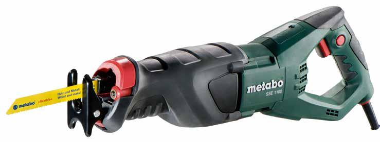 Metabo tigersåg SSE 1100 Vikt: 3,9 kg Märkeffekt: 1 100 W Sågfrekvens obelastad: 0 2 600 v/min Slaglängd: 28 mm Sågdjup i trä: uppgift saknas Ca pris exkl.