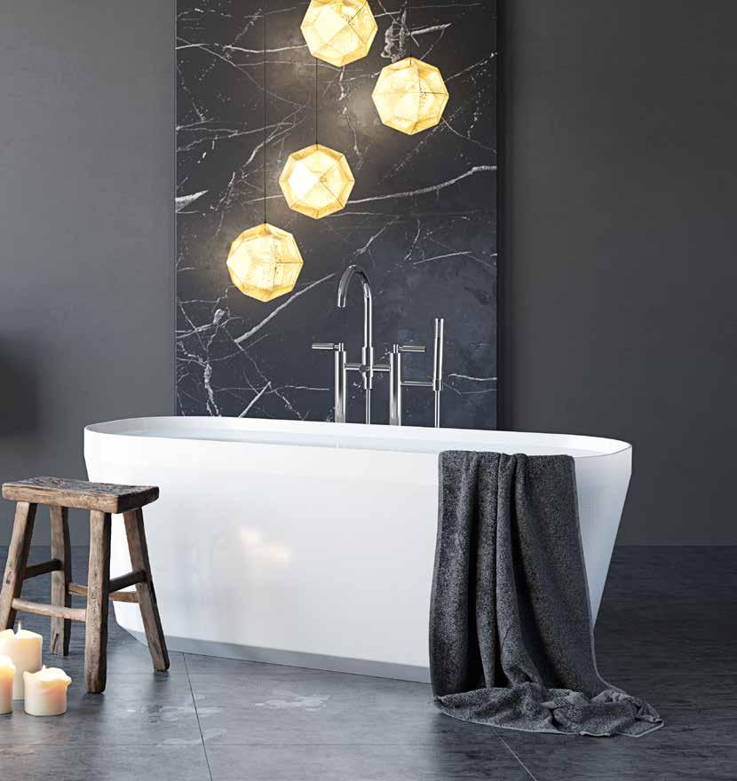 fjord Stilfullt, lätt konformat badkar med en fin fasettslipning upptill. Varje badkar tillverkas för hand i det naturliga materialet Solid surface.