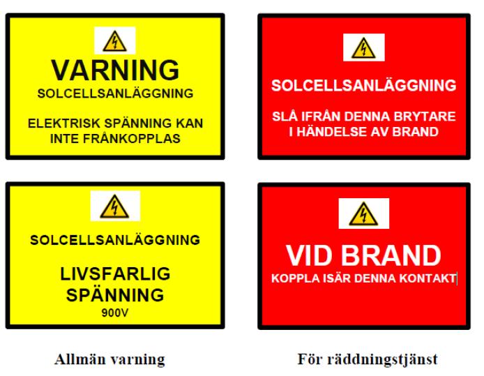 Märkning av central 2 MSB s förslag till tilläggsmärkning.