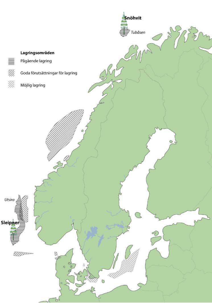 Utsläpp i Mton/år Lagringsmöjligheter Stora biogena utsläpp (=möjligheter till