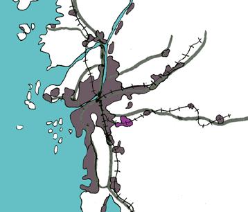Passagerarna från pendeltåget möts av baksidan med personalingångar och det är inte självklart vart det förväntas att jag ska gå för att komma till bussen.