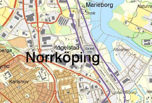Avståndet från utredningskorridoren till planområdet är dock ca 150 meter vilket gör det extremt osannolikt att en urspårning kan drabba planområdet, se Figur 14.
