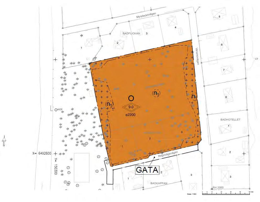 Planområde 5/ Plankarta version 2018-03-20 Användning O - tillfällig vistelse
