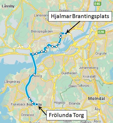 3 Beskrivning av olycksförloppet Linjebuss 99 avgick klockan 17:38 enligt tidtabell från Hjalmar Brantingsplats mot Frölunda Torg.