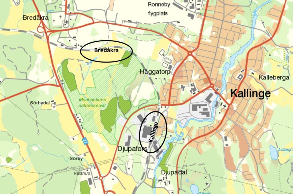 9 Etapp 1- Tidshorisont 2018-2029 Ny mötesstation i Kallinge Ur ett trafikeringsmässigt perspektiv kan mötesstationen placeras någonstans i Kallingetrakten mellan Bredåkra i väster och Kallinge i
