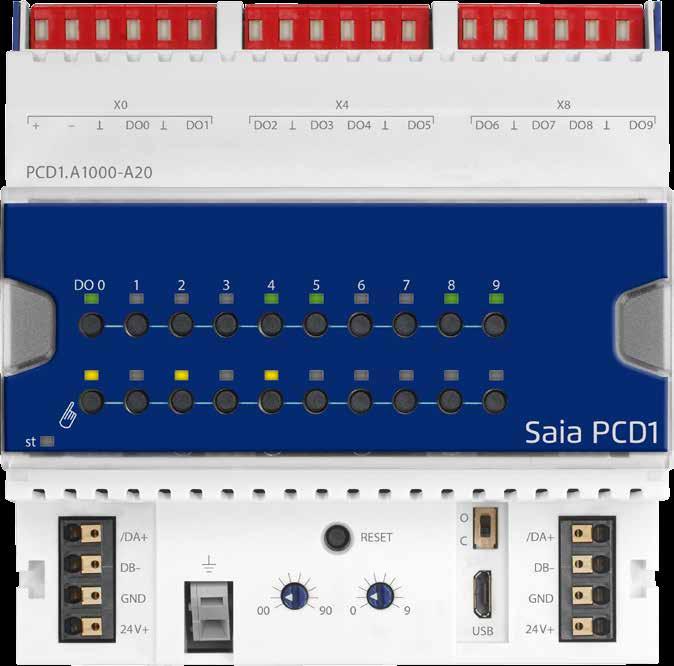 Datablad PCD1.A1000-A20 E-Line S-Serie RIO 10 DU E-Lines S-Serie RIO:n styrs via RS-485 seriell kommunikation, protokoll S-Bus och Modbus för decentraliserad automation med industriell kvalitet.